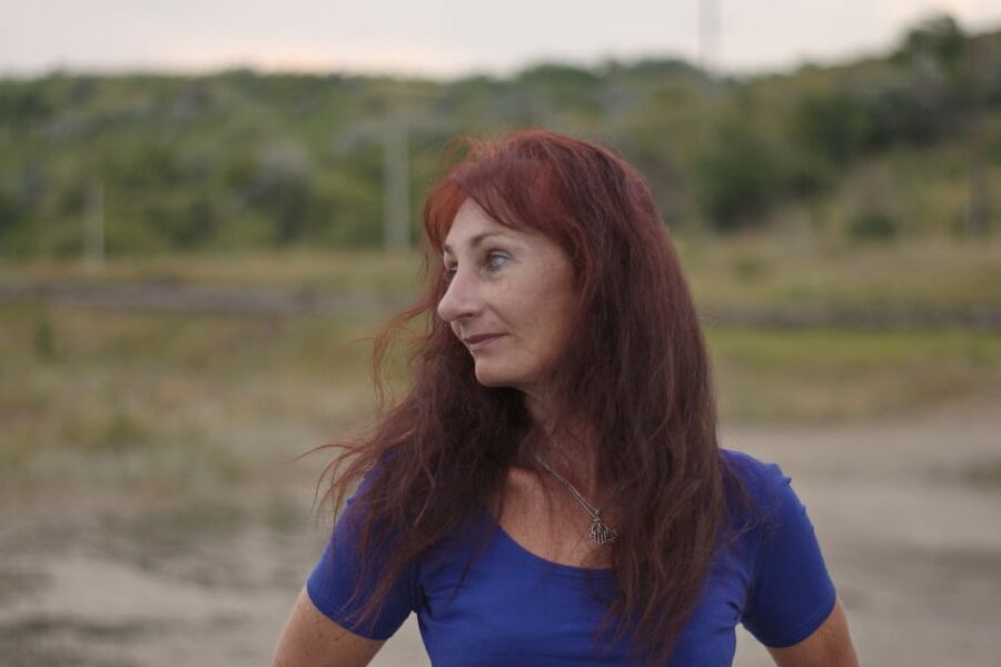 Evening potrait against the background of the river