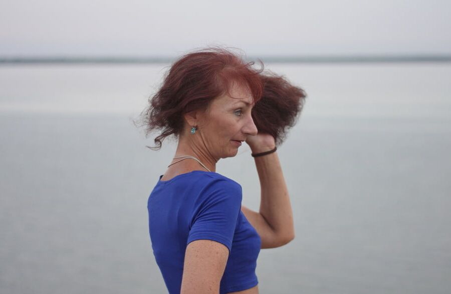 Evening potrait against the background of the river
