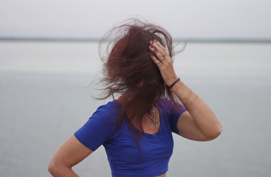 Evening potrait against the background of the river