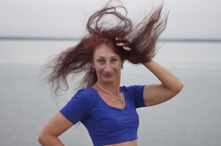 Evening potrait against the background of the river