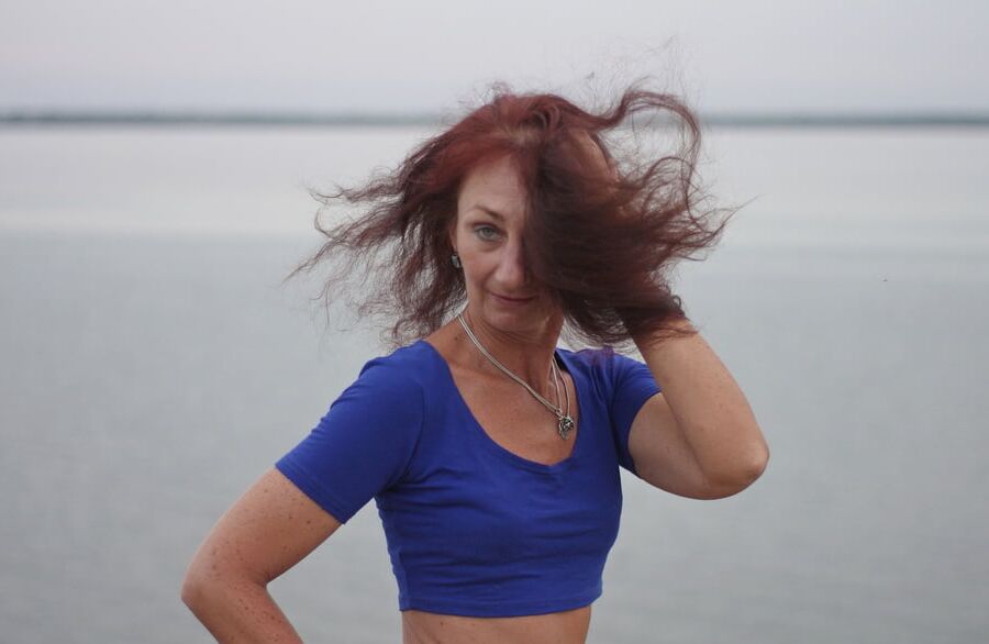 Evening potrait against the background of the river