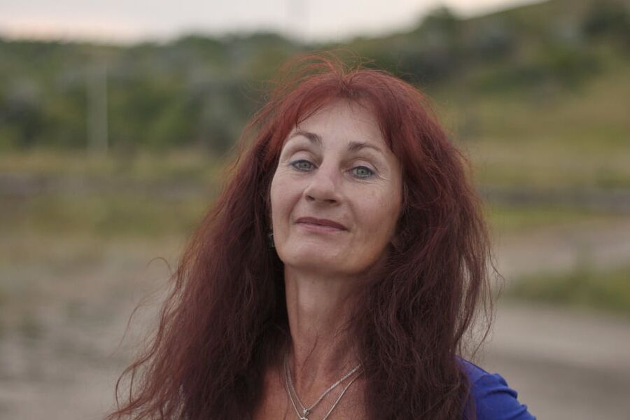 Evening potrait against the background of the river