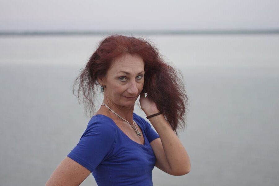 Evening potrait against the background of the river