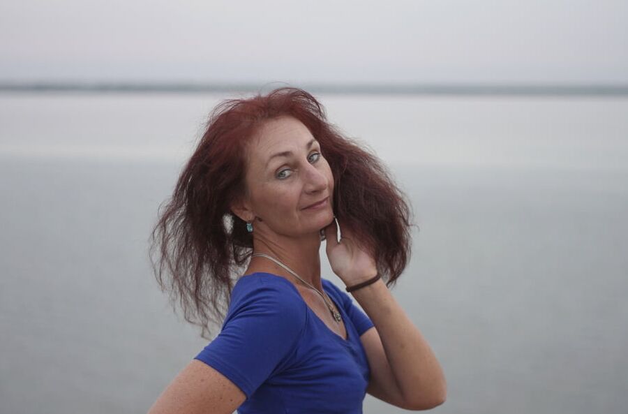 Evening potrait against the background of the river