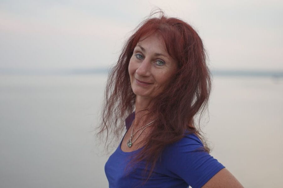 Evening potrait against the background of the river