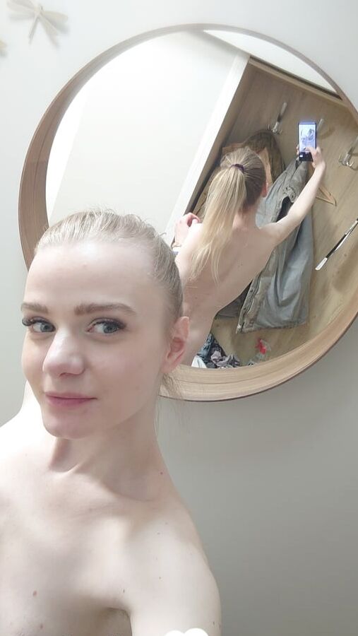 Blonde skinny sweetie having a naughty session