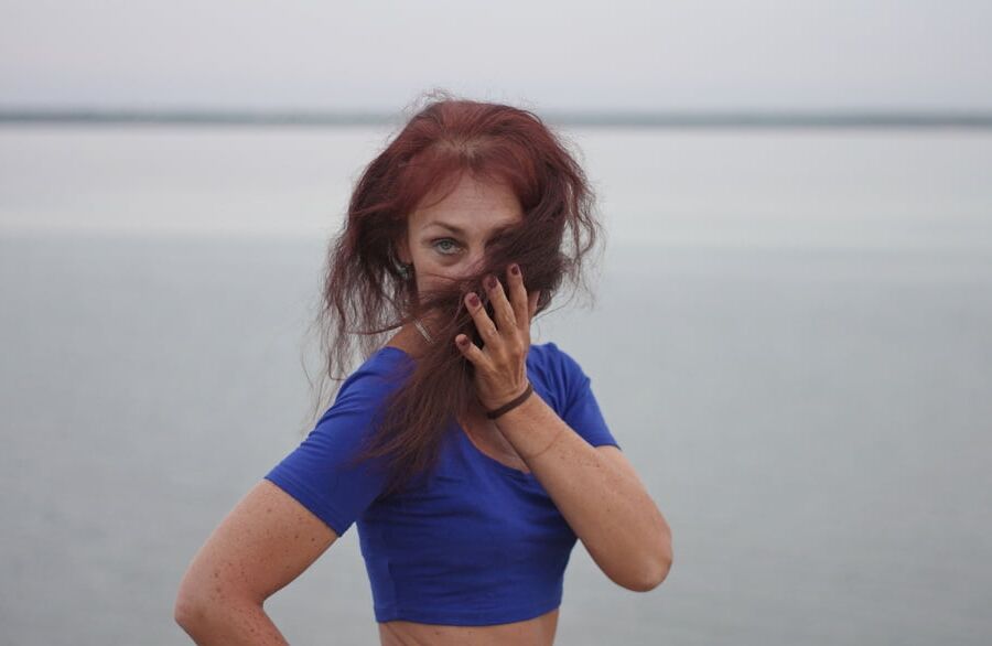 Evening potrait against the background of the river