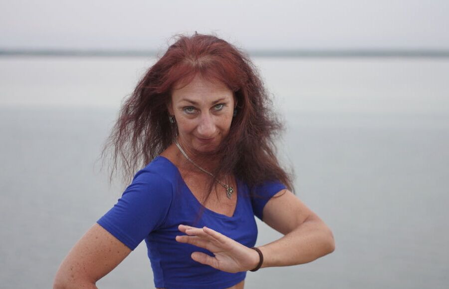 Evening potrait against the background of the river