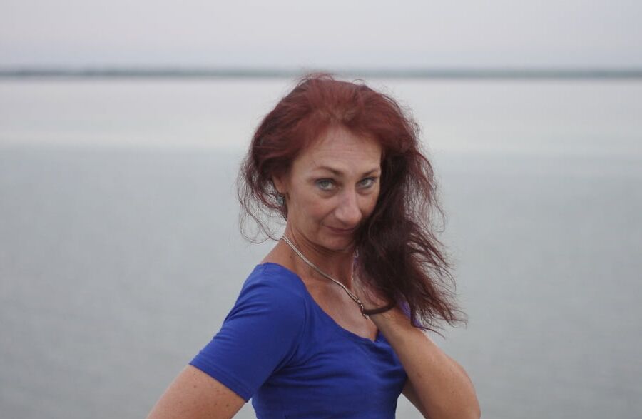 Evening potrait against the background of the river