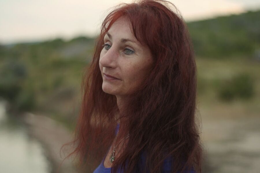 Evening potrait against the background of the river