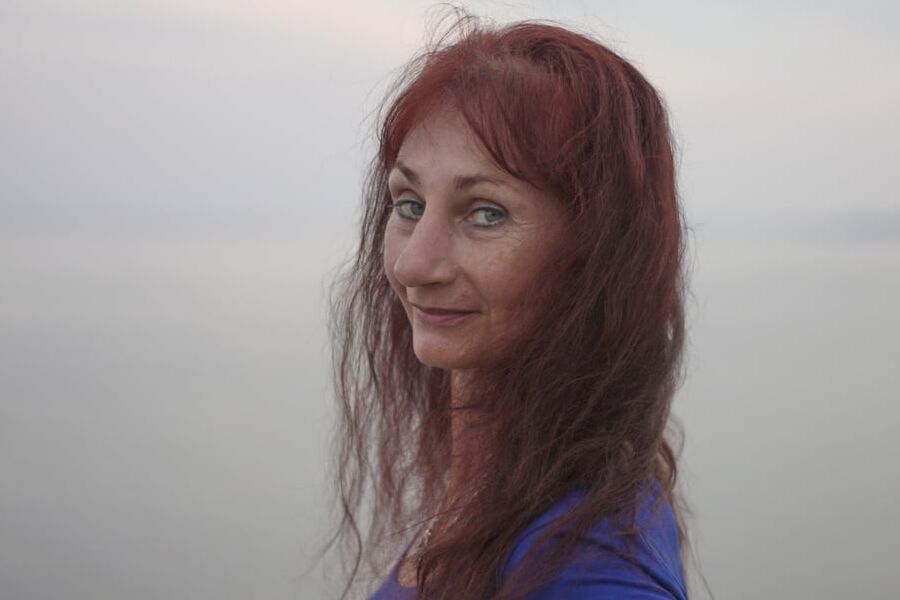 Evening potrait against the background of the river