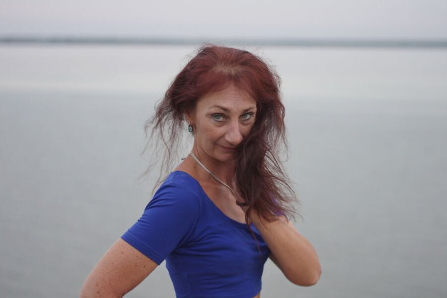 Evening potrait against the background of the river