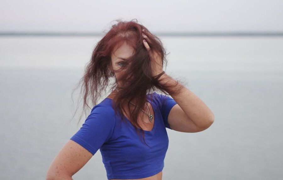 Evening potrait against the background of the river