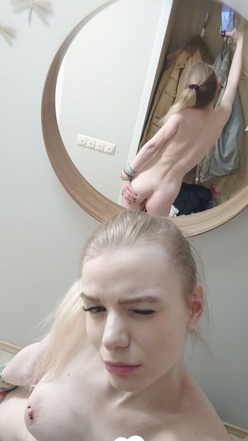 Blonde skinny sweetie having a naughty session