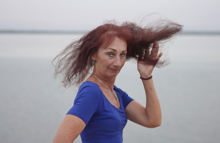 Evening potrait against the background of the river