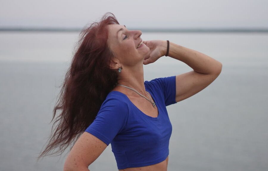 Evening potrait against the background of the river
