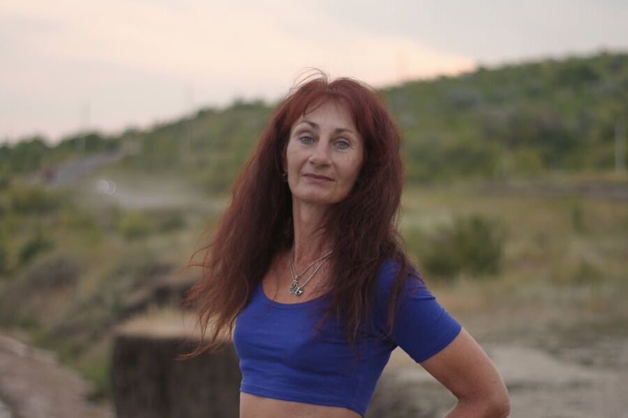 Evening potrait against the background of the river