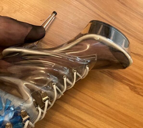 Blue Transparent PVC and Clear PVC Boots