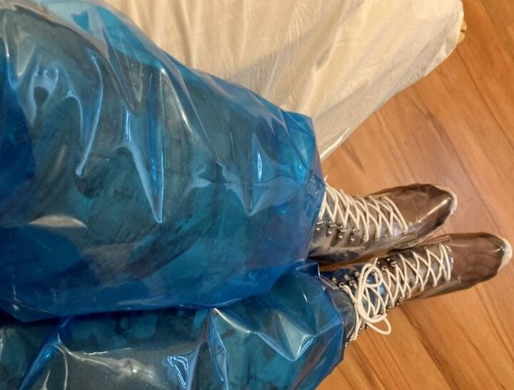 Blue Transparent PVC and Clear PVC Boots