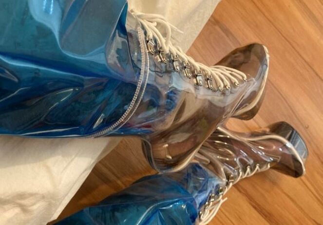Blue Transparent PVC and Clear PVC Boots
