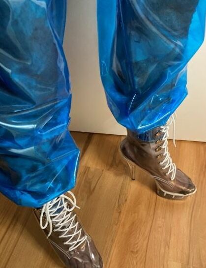 Blue Transparent PVC and Clear PVC Boots