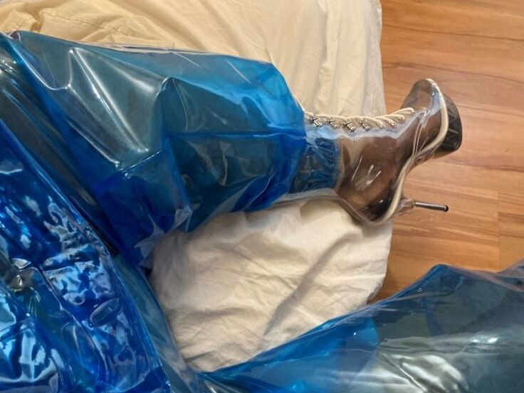 Blue Transparent PVC and Clear PVC Boots