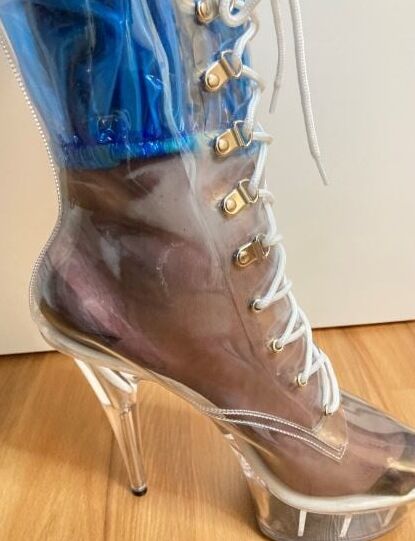 Blue Transparent PVC and Clear PVC Boots