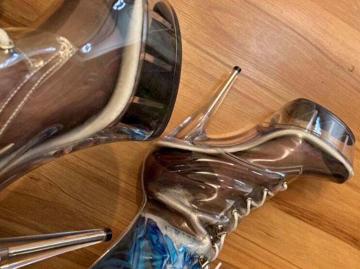 Blue Transparent PVC and Clear PVC Boots