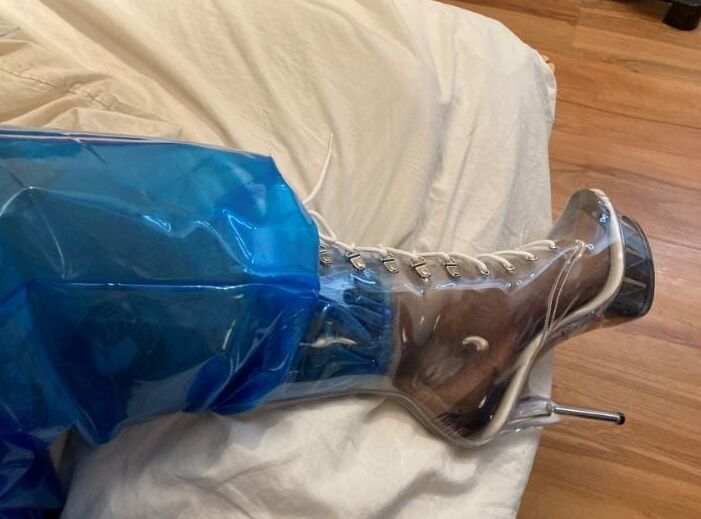 Blue Transparent PVC and Clear PVC Boots