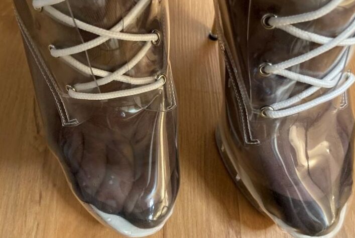 Blue Transparent PVC and Clear PVC Boots