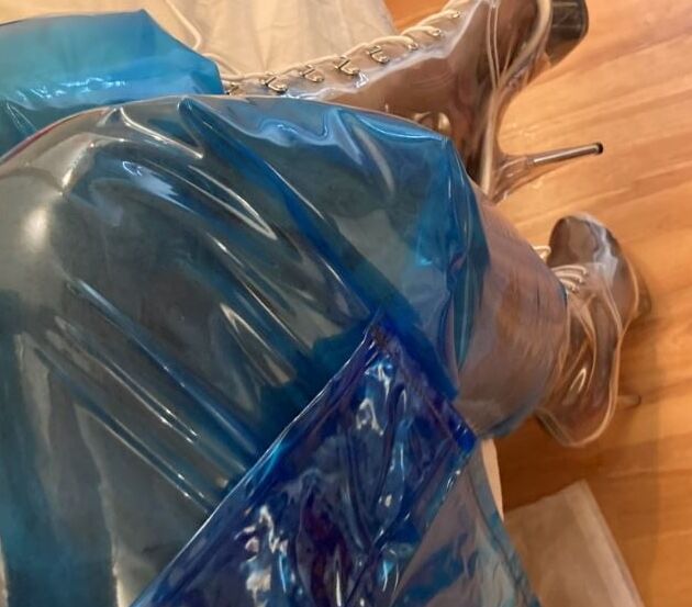 Blue Transparent PVC and Clear PVC Boots