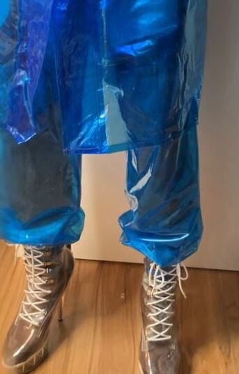 Blue Transparent PVC and Clear PVC Boots