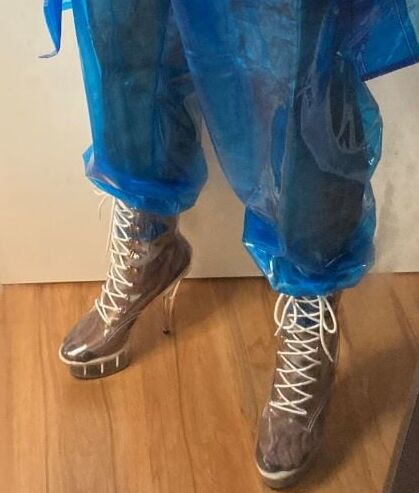Blue Transparent PVC and Clear PVC Boots