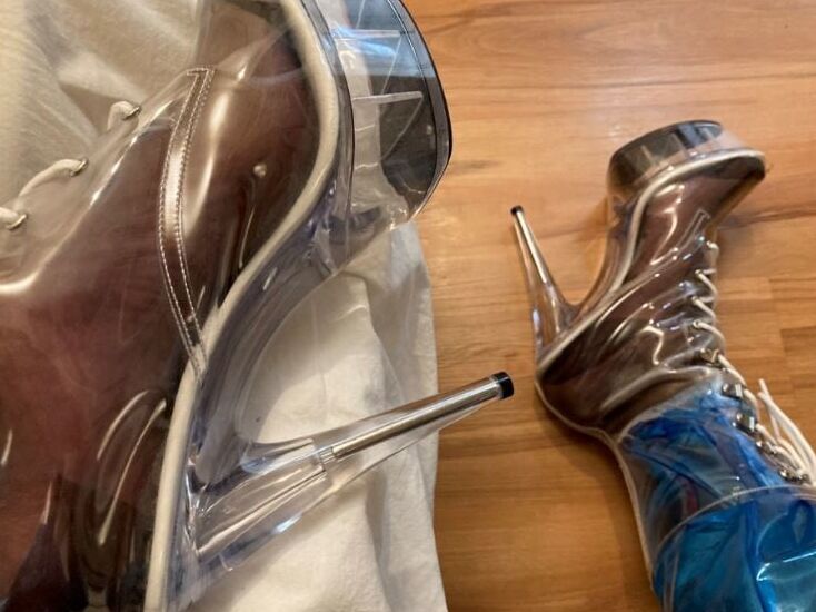 Blue Transparent PVC and Clear PVC Boots