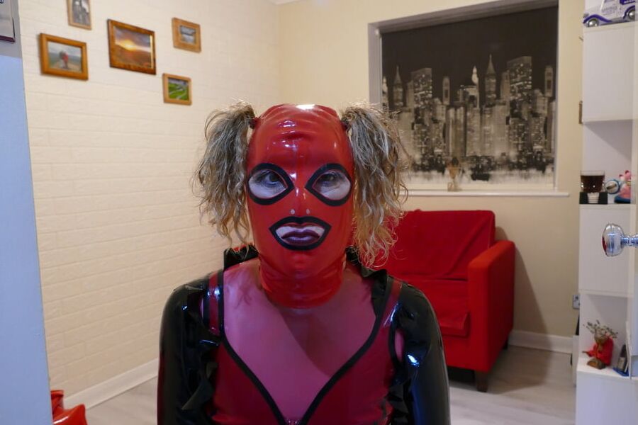Lisa in Black and Red Shiny Latex