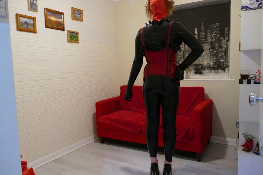 Lisa in Black and Red Shiny Latex