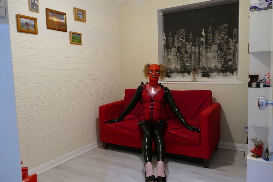 Lisa in Black and Red Shiny Latex