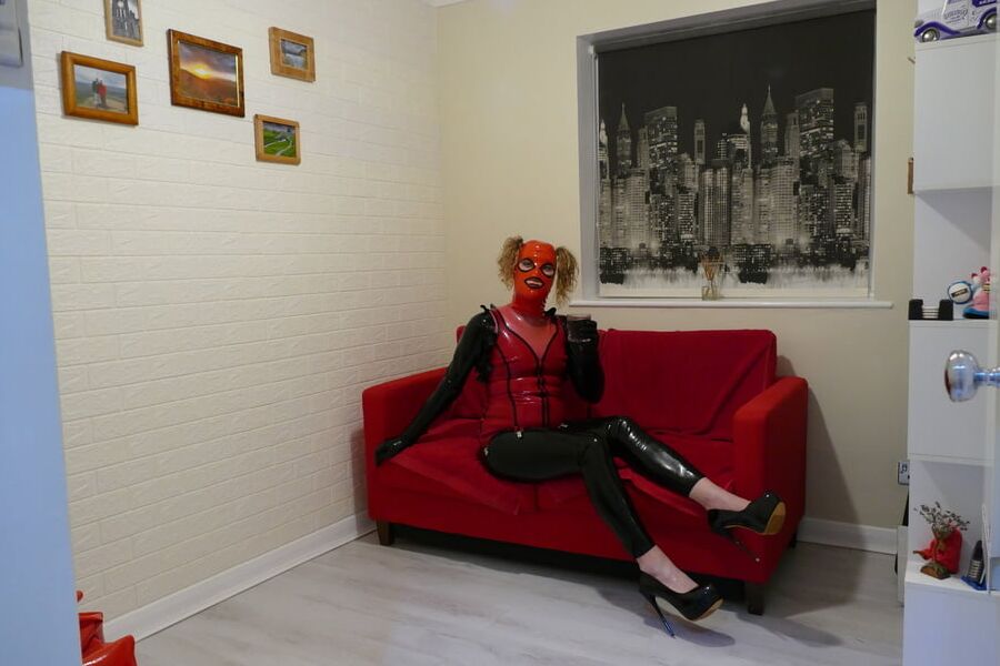 Lisa in Black and Red Shiny Latex