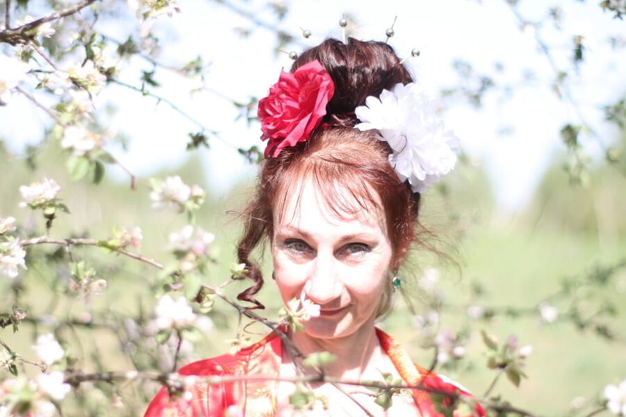 Geisha Style near white flower