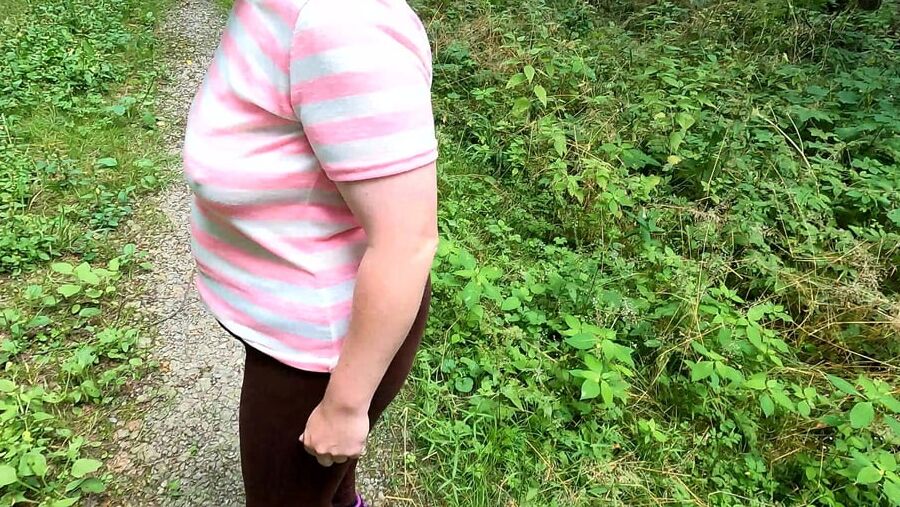 Topless hiking and slapping tits