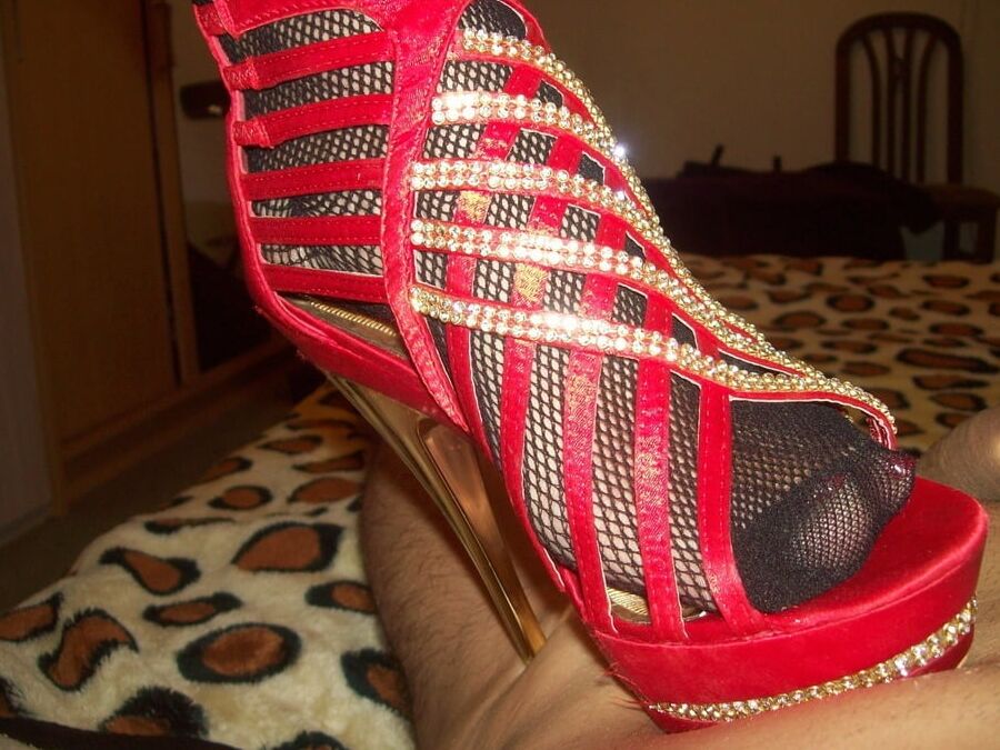 High heels Red corset