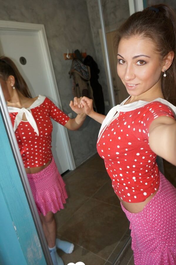 Cute musician flips her big tits out