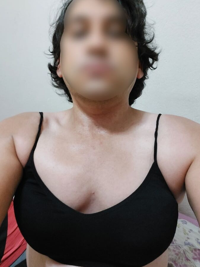 I in black bra pantyhose