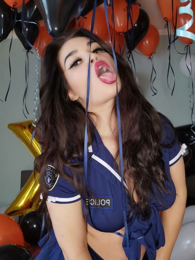 Police girl and balloons (full 63 pics set on my Onlyfans)