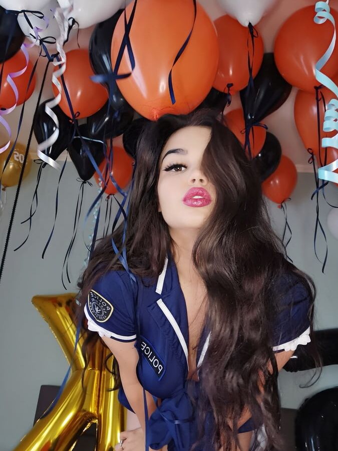 Police girl and balloons (full 63 pics set on my Onlyfans)