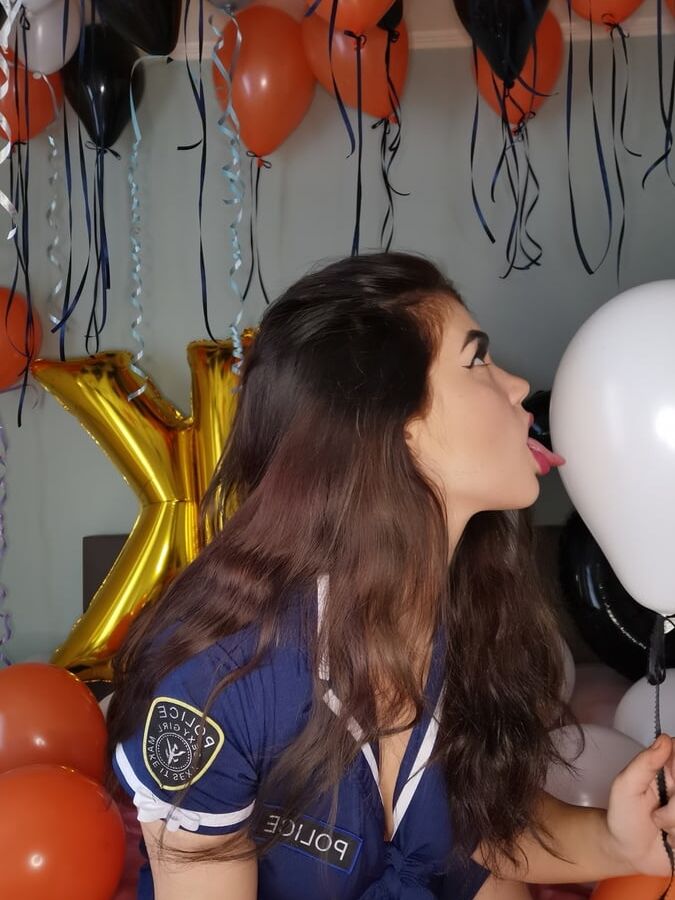 Police girl and balloons (full 63 pics set on my Onlyfans)