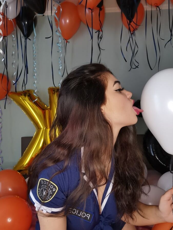 Police girl and balloons (full 63 pics set on my Onlyfans)
