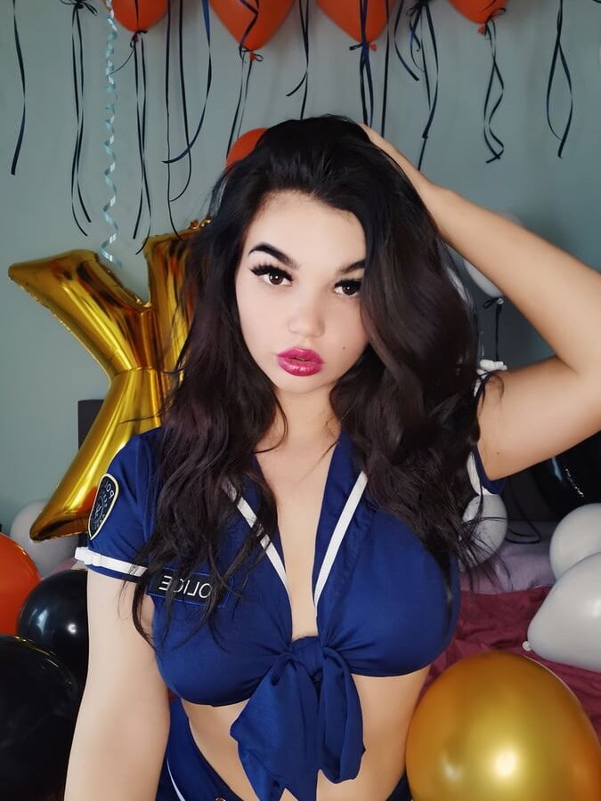 Police girl and balloons (full 63 pics set on my Onlyfans)