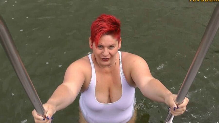 In WHITE SWIMSUIT in the lake