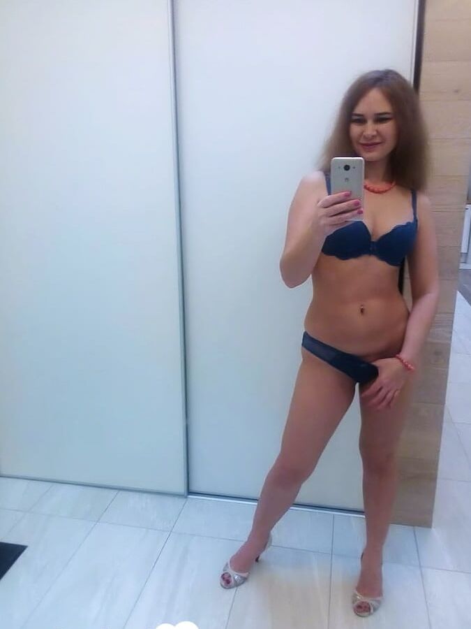 Taking selfies in my new blue lingerie